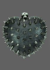 Schwarze "Anarchy Heart" Herz Tasche mit Totenkopf und schwarzen Nieten