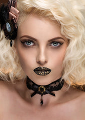 Viktorianische Spitzen Gothik Choker Kette aus schwarzer Spitze