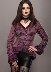 Viktorianische lila Gothik Jacke mit Spitze und Verzierungen