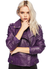 Lila Lederimitat Jacke