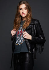 Damen Lederimitat Jacke