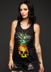 Damen Totenkopf Ananas T-Shirt